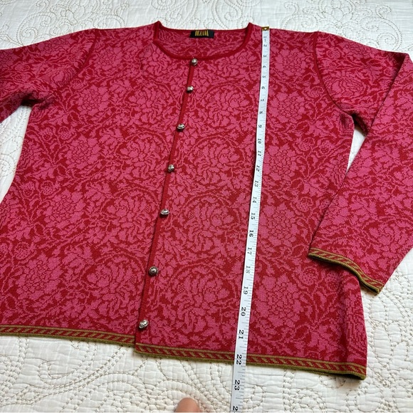 Oleana silk+wool floral jacquard cardigan sweater - Picture 4 of 7